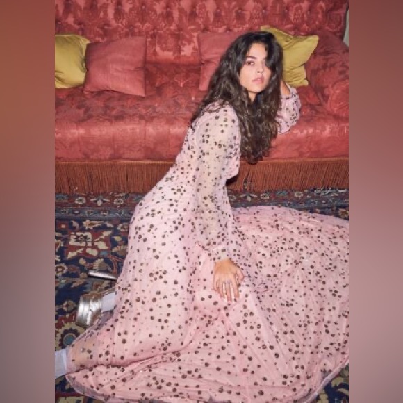 LoveShackFancy Janet Sequin-embellished Stretch-tulle Maxi Dress Bubblegum - Picture 8 of 16